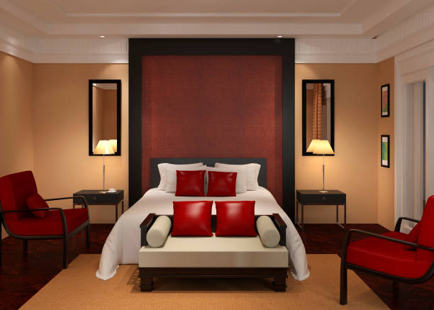 istock Bedroom or Hotelroom Interior 3D Illustration Photorealistic Rendering 1163470355