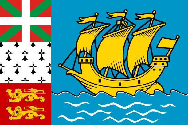 Vector illustration of Flag of Saint-Pierre and Miquelon