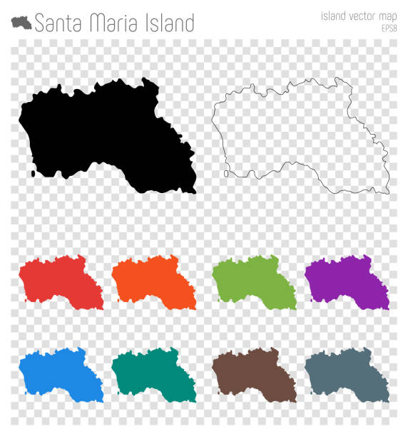 ilustrações de stock, clip art, desenhos animados e ícones de santa maria island high detailed map. - natal lisboa