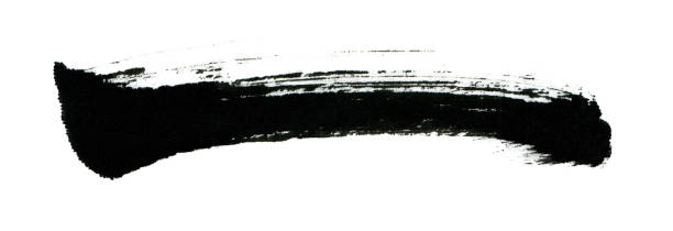 istock Black color paint with brush stroke isolated on white background 1163474416