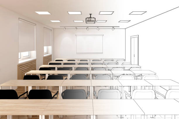 istock Sketch of the conference hall became a real interior 1163477793