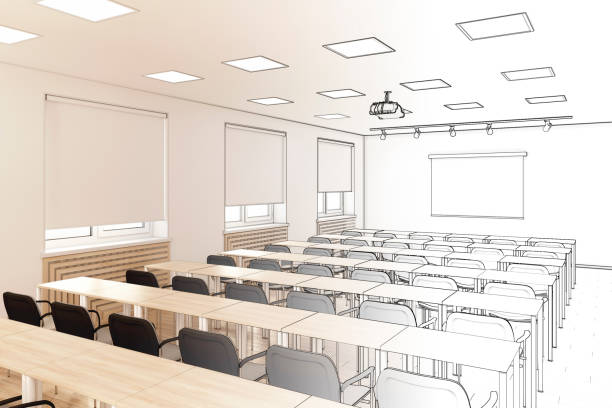 Sketch of the conference hall became a real interior