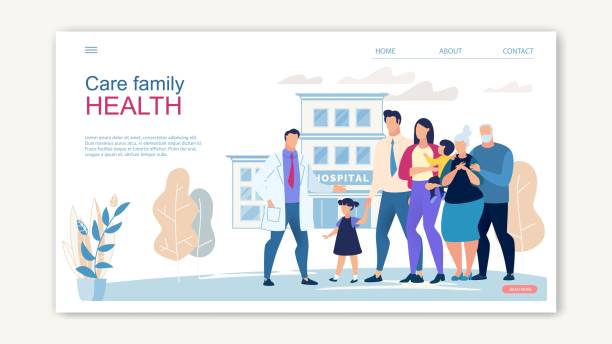 strona internetowa banner care family health cartoon strona. - mother superior stock illustrations