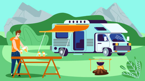 キャンプでの観光レジャー, サマーキャンプバケーション - キャンプ　準備点のイラスト素材／クリップアート素材／マンガ素材／アイコン素材