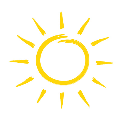 Sun with sunbeams vector sketch icon