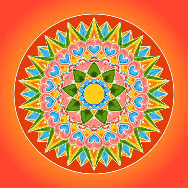 Costa Rica illustration vector. Decorated coffee carreta wheel with traditional ornament pattern. Indian mandala for yoga studio. Design element for label, tag, emblem, badge, postcard, travel banner. Costa Rica illustration vector. Decorated coffee carreta wheel with traditional ornament pattern. Indian mandala for yoga studio. Design element for label, tag, emblem, badge, postcard, travel banner. traditional sun symbol art for sale stock illustrations