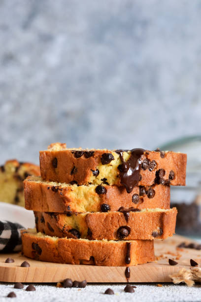 istock Vanilla bread with chocolate drops on the kitchen table. Slices of cake. 1163483778