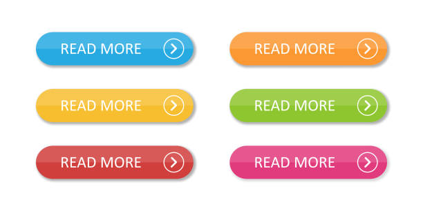 цветные плоские кнопки коллекции изолированы. красочные кнопки читать больше. для интернета или приложений. - blue button stock illustrations