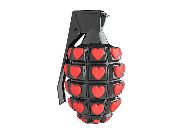 love grenade A 3d white isolated,valentines day present. bomb stock pictures, royalty-free photos & images