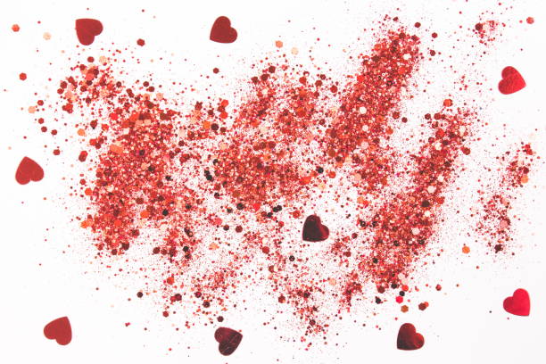 istock Red glitter with hearts on a white background. Background for your design. 1163488000