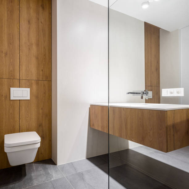 istock Bathroom with cubic toilet 1163488096