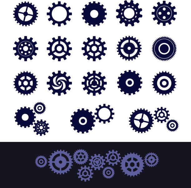 톱니바퀴 세트 - gear bicycle gear symbol industry stock illustrations