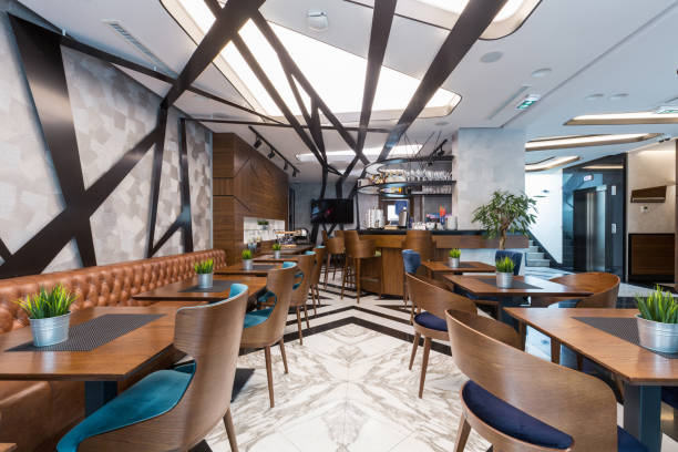 istock Interior of a modern hotel  lounge cafe bar restaurant 1163497372
