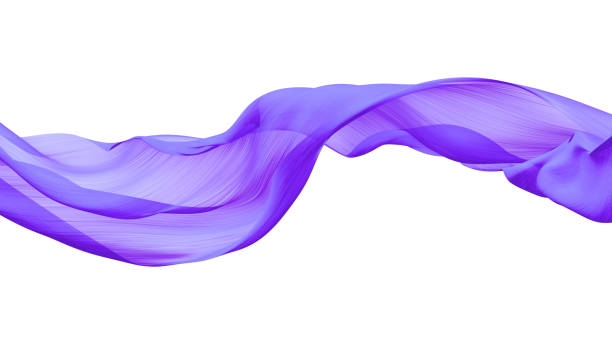 Flowing cloth purple wave, 3d rendering Purple fabric transparent on white Isolated background light blue silk stock pictures, royalty-free photos & images