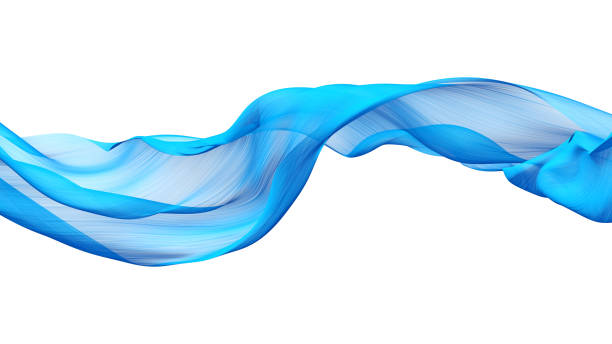 istock Flowing transparent Cloth Wave, blue Waving Silk Flying Textile, 3d rendering 1163497784