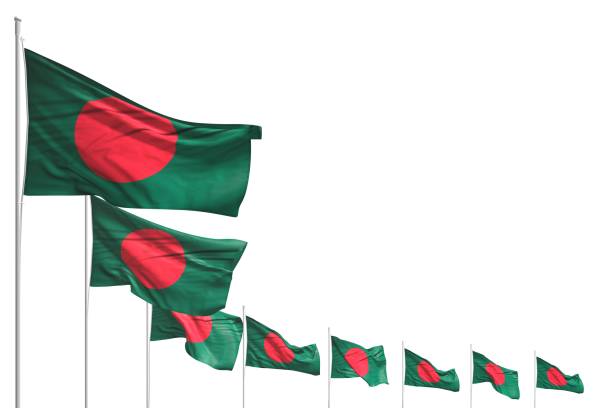 istock cute many Bangladesh flags placed diagonal isolated on white with space for text - any celebration flag 3d illustration 1163497959