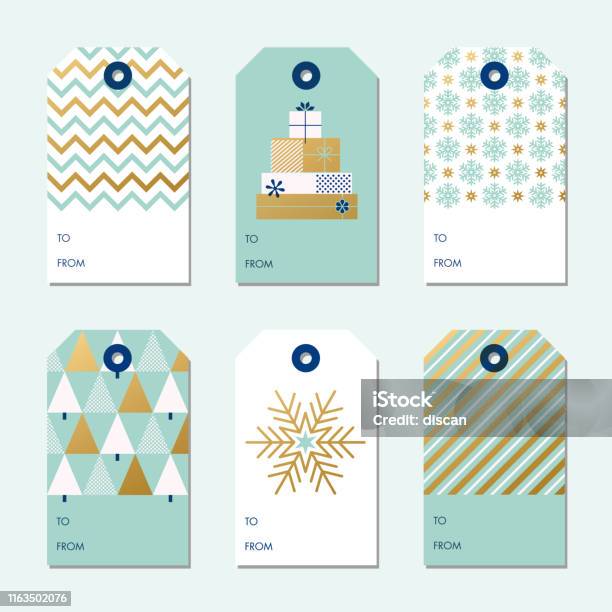 Collection Of Christmas And New Year Gift Tags Stock Illustration - Download Image Now - Christmas, Label, Pattern
