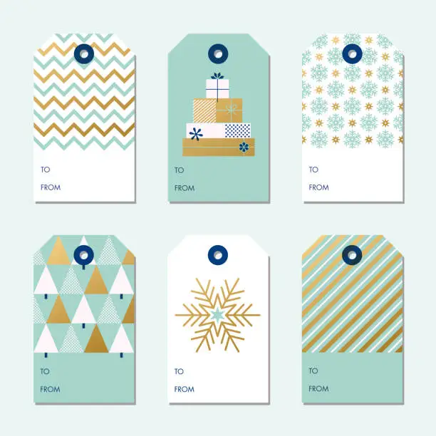 Vector illustration of Collection of Christmas and New Year gift tags.