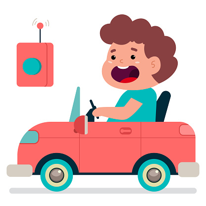 Free download of Boy Driving Car Cartoon clip art Vector Graphic