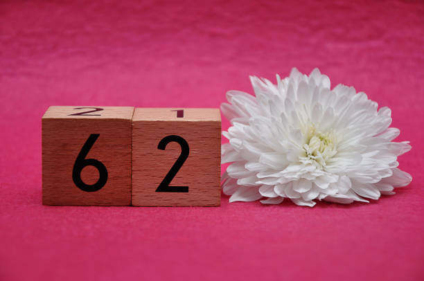 istock Number sixty two with a white aster on a pink background 1163502296