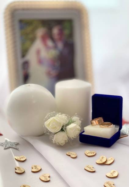 istock Beautiful wedding decorations. Festive atmosphere with white roses. 1163503495