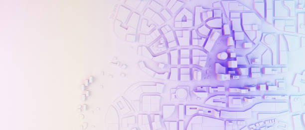 low poly cityscape in pastel colors