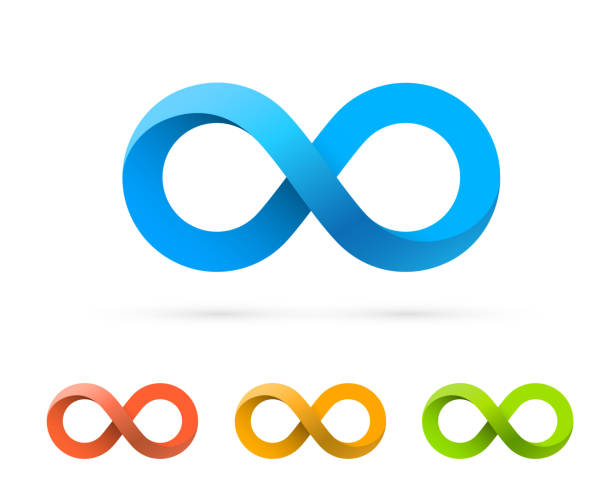 Symbol of infinity art info, color set collection. Symbol of infinity art info, color set collection. Vector Illustration eternity symbol stock illustrations