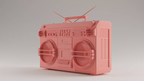 Vintage Radio Cassette Recorder Boombox isolated on white