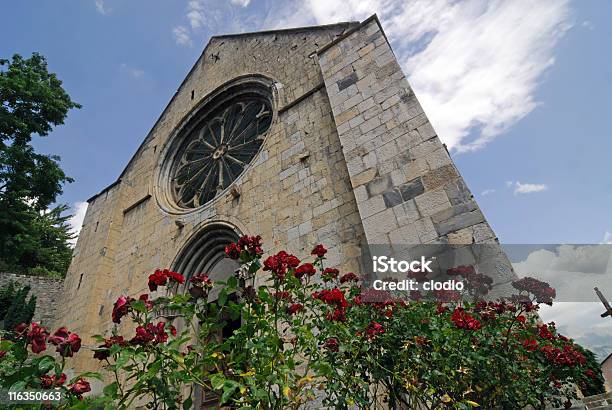 Seyne Igreja Fachada E Red Flowers - Fotografias de stock e mais imagens de Aldeia - Aldeia, Alpes Europeus, Antigo
