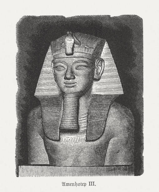 pharao amenhotep iii (18. dynastie), holzschnitt, veröffentlicht 1879 - egyptian dynasty stock-grafiken, -clipart, -cartoons und -symbole