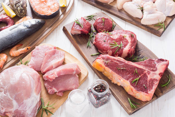 istock Assortment of meat and seafood 1163507612