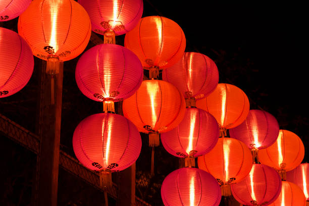 istock Red Chinese lantern. Oriental background 1163507794