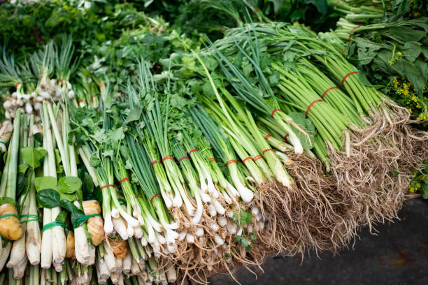 istock Scallion, Coriander and other vegetables in market. 1163508847