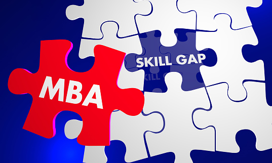 MBA Master Business Administration Puzzle Piece Fill Skill Gap 3d Illustration