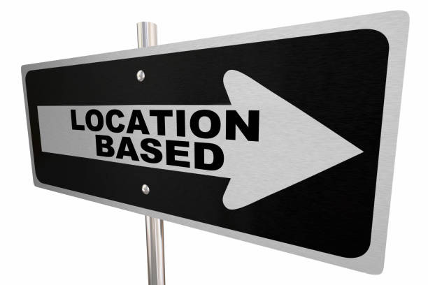 istock Location Based Street Road Sign Geo Targeting 3d Illustration 1163514698