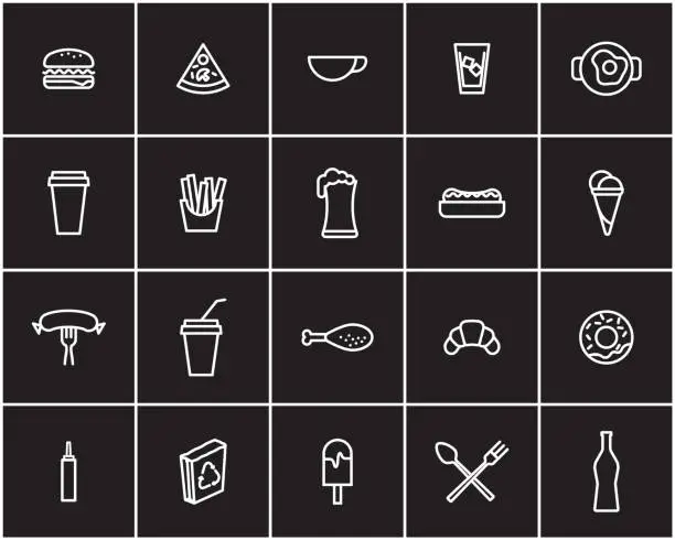 Vector illustration of Line Design Fast Food Icon Set