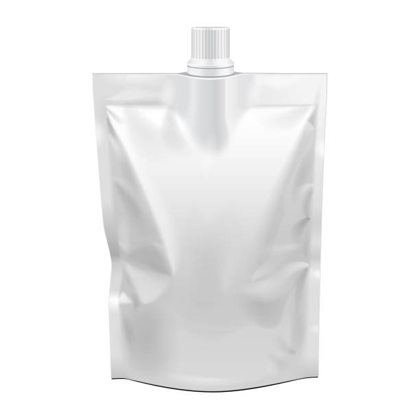 istock Blank Food Stand Up Flexible Pouch Sachet Bag With Spout Lid. Mock Up, Template. Illustration Isolated On White Background. Ready For Your Design. Product Packaging. Vector EPS10 1163517791