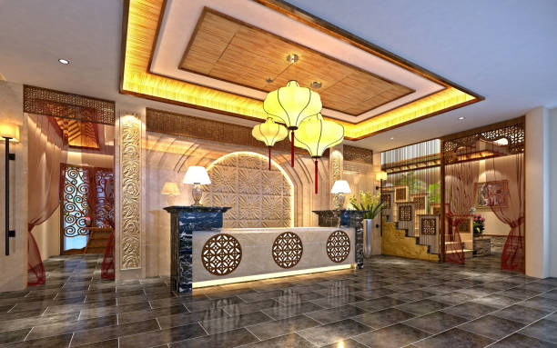 istock 3d render of luxury hotel lobby and reception 1163522369