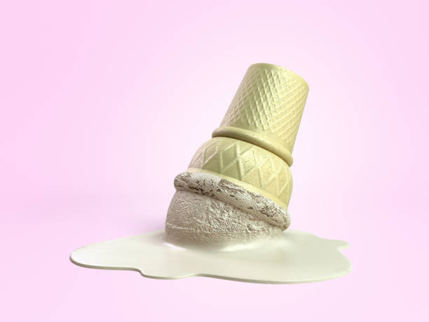 istock melted vanilla ice cream in a waffle cup 3d render on color gradient 1163524146