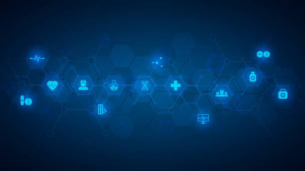 istock Abstract medical background with flat icons and symbols. Template design with concept and idea for healthcare technology, innovation medicine, health, science and research. 1163526805