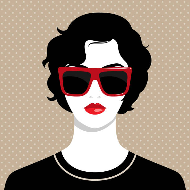 bildbanksillustrationer, clip art samt tecknat material och ikoner med kvinna bär stora röda solglasögon - välbärgad livsstil