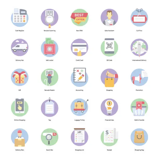 Vector illustration of E-Commerce Flat Icons