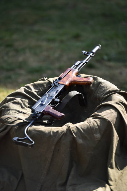 istock Outdoor target shooting with assault rifle in a shooting range 1163533136