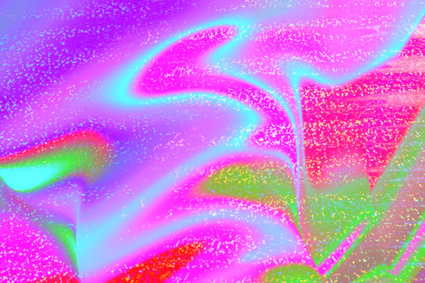 Holographic texture in rainbow colors, colorful iridescent surface. Holographic color wrinkled foil. Colored glitter. Shining background.