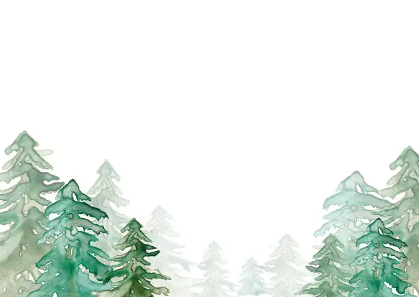 Vector illustration of Watercolor Forest Illustration