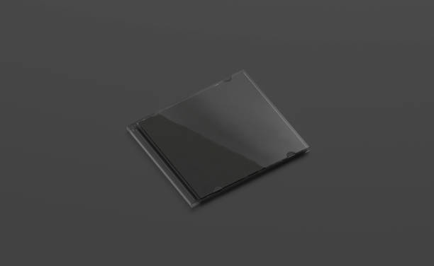 빈 검은 색 폐쇄 디스크 케이스 모형, 측면 보기, 격리 - computer software box cd packaging 뉴스 사진 이미지