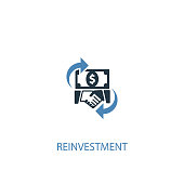 istock reinvestment concept 2 colored icon. Simple blue element illustration. reinvestment concept symbol design. Can be used for web and mobile UI/UX 1163539164
