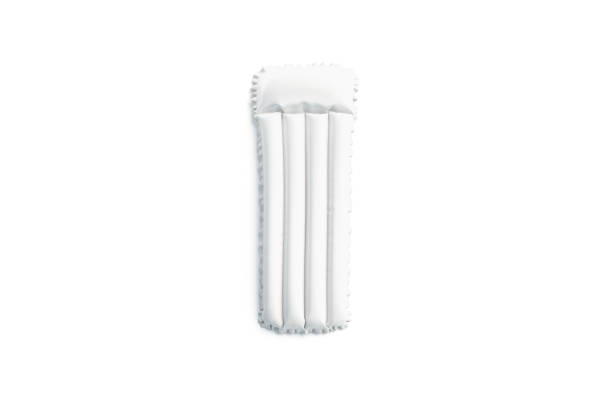 Blank white swim mattress mock up, top view, isolated, 3d rendering. Empty inflatable pillow for pool mockup. Clear summer lounge for vacation relax template.