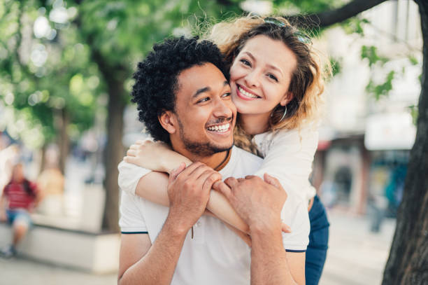 istock Beautiful young couple outdoor 1163539417