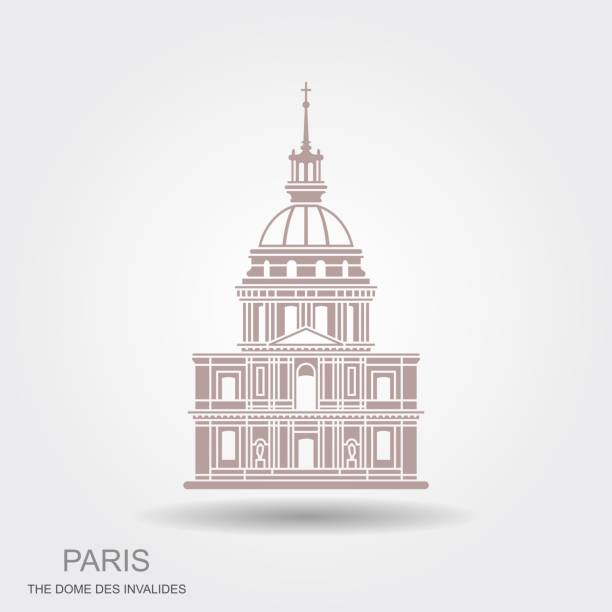 Image Of The House Of Invalides In Paris, France. Flat Vector Con With Shadow